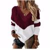 Solid Color Printed V-neck Long Sleeve Top Solid V-neck Long sleeve Top Women