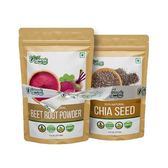 

Organic Zing Superfood Essentials – Chia Seeds (227g) & Beetroot Powder (227g) – Natural Plant-Based Nutrition Combo.