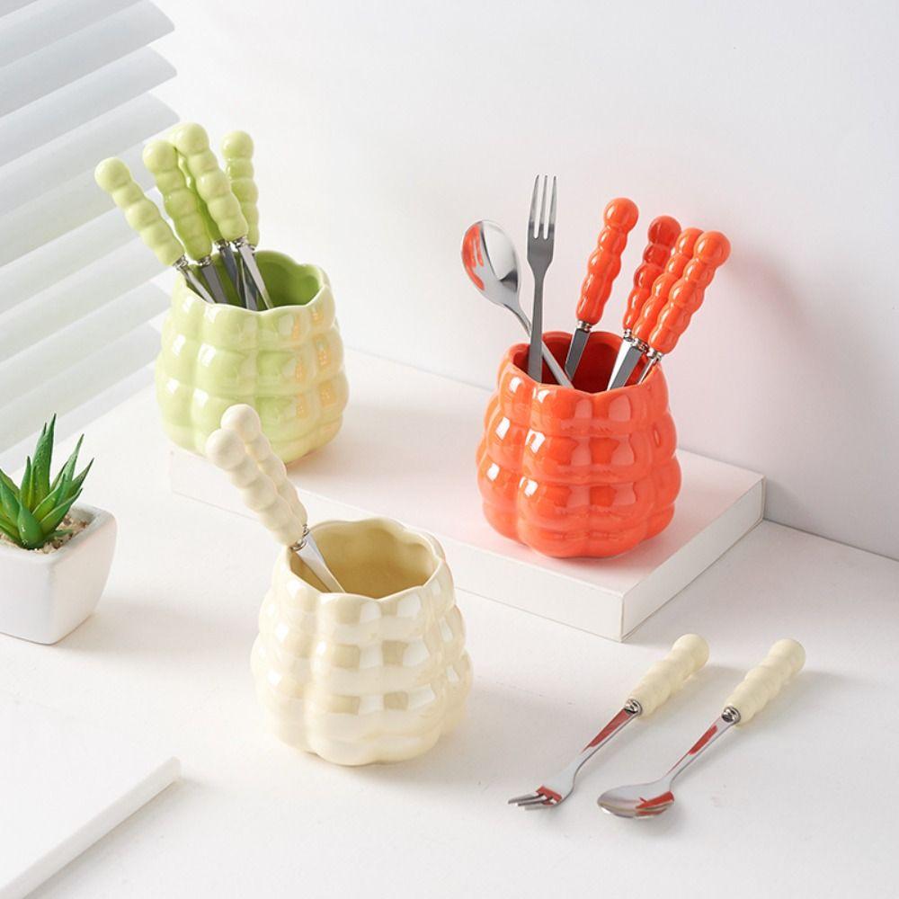 Creative Fruit Fork and Spoon Set Candy Color Coffee Dessert Spoon Ceramic Storage Tank Watermelon