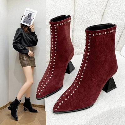 Ankle Boots for Women 2024 Winter Fashion Pointed Toe Women's Boots 42 Size Fashion High Heels Simple Elegant Ladies Dress Shoes