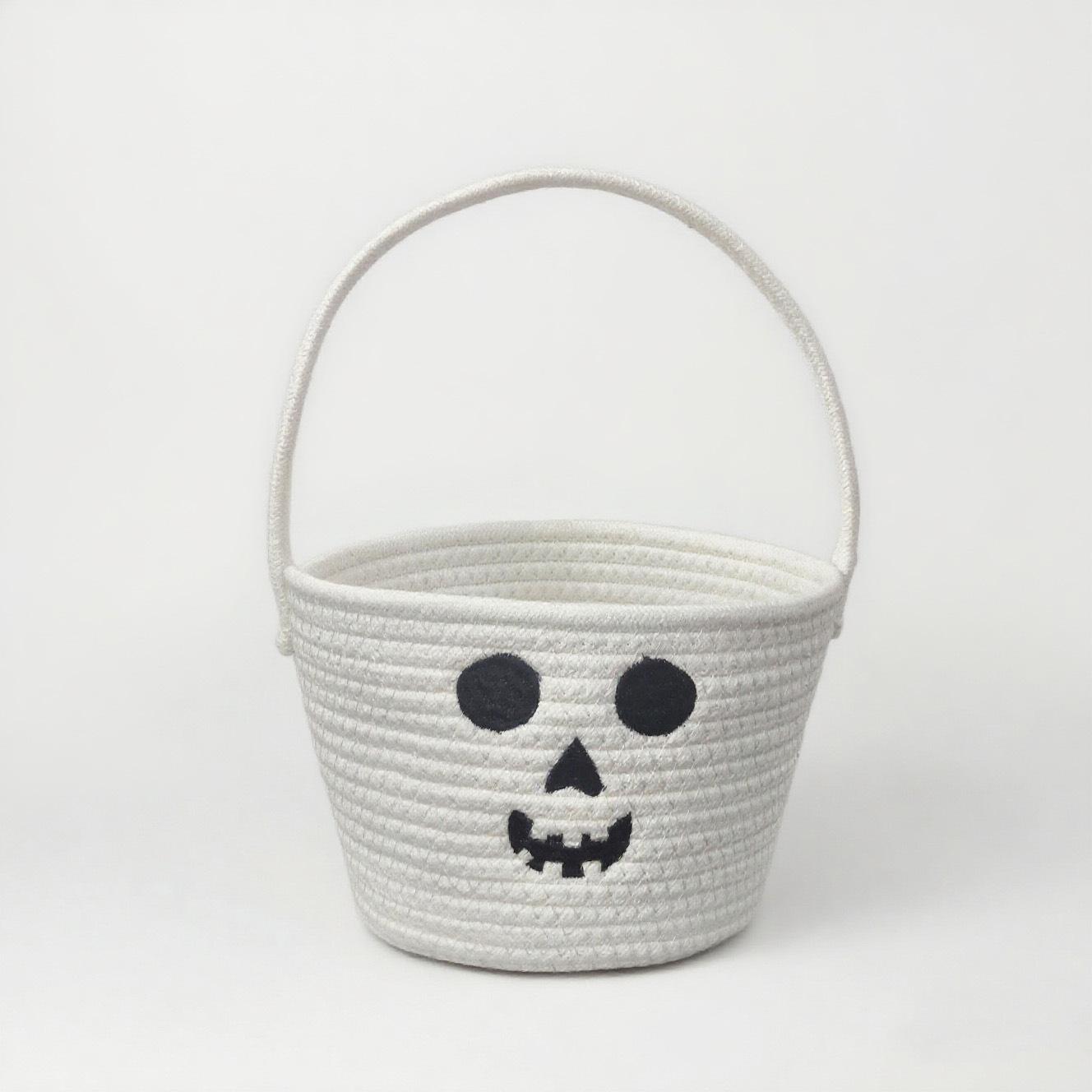 

1pcs Cotton Rope Halloween Storage Basket for Kids Handheld Candy Gift Toy Organizer Party Decor Household Supplies 16x22cm