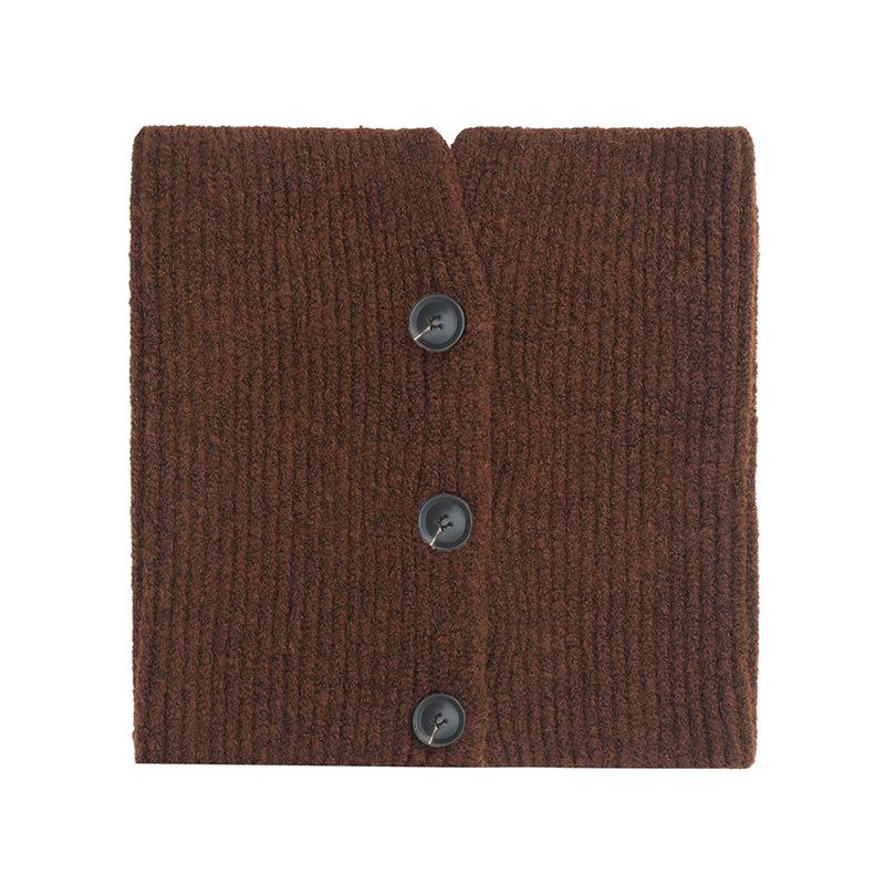 2025 European & American High-End Wool Knitted Flower Button Neck Warmer for Autumn/Winter