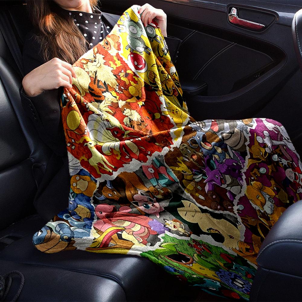 Pokemon Character Collage Blanket Soft Throw Blanket For Home Bedroom Bed Sofa Travel Office Solid Christmas Blanket