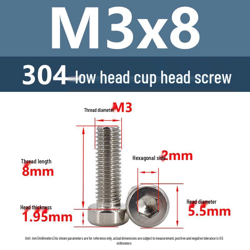 304 Edelstahl Flachkopf Innensechskant Maschinenschrauben M3-M10