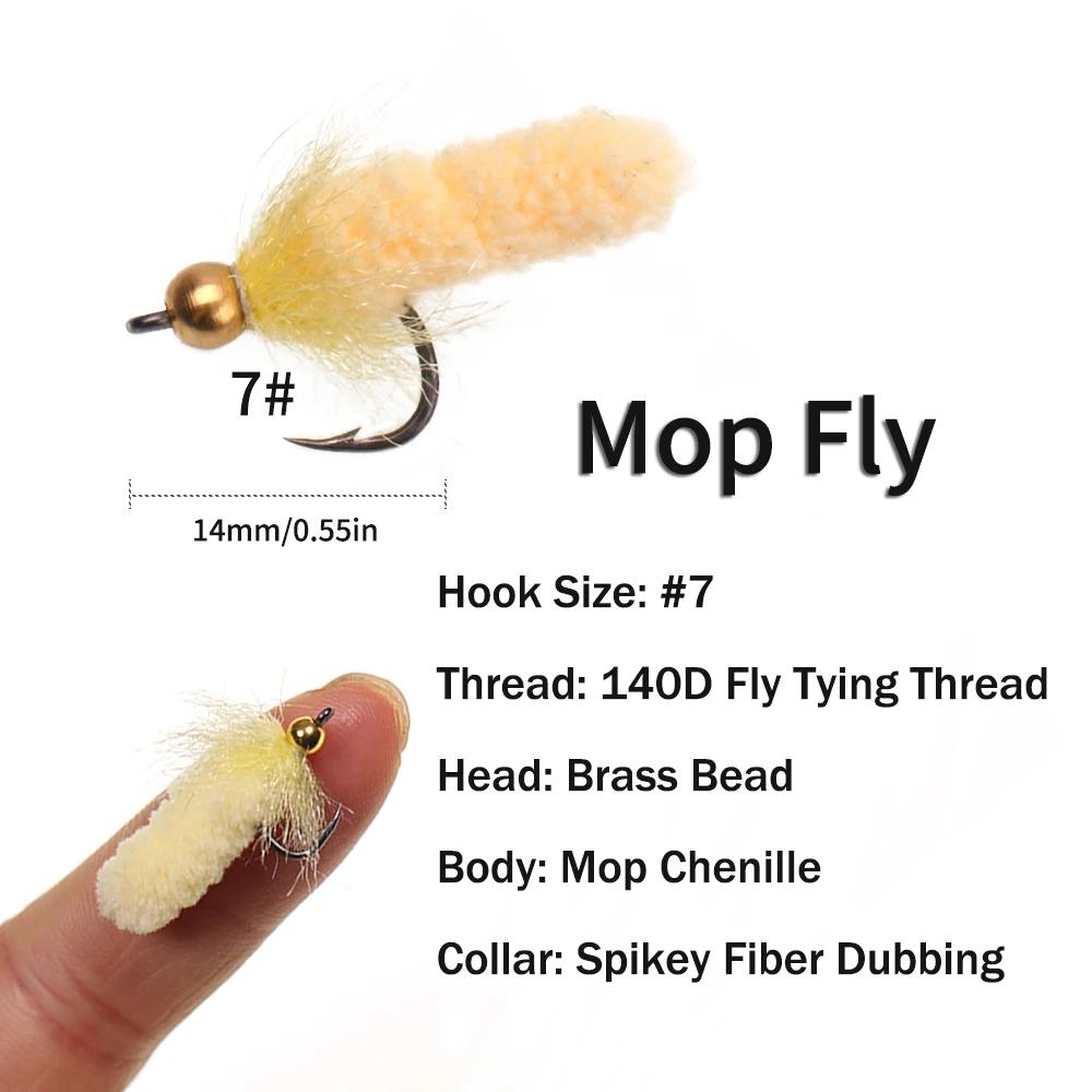 7# Brass Bead Head Mop Fly Trout Bass Grayling Crappie Blue Gill Perch Steelhead Fly Fishing Flies Lure Bait