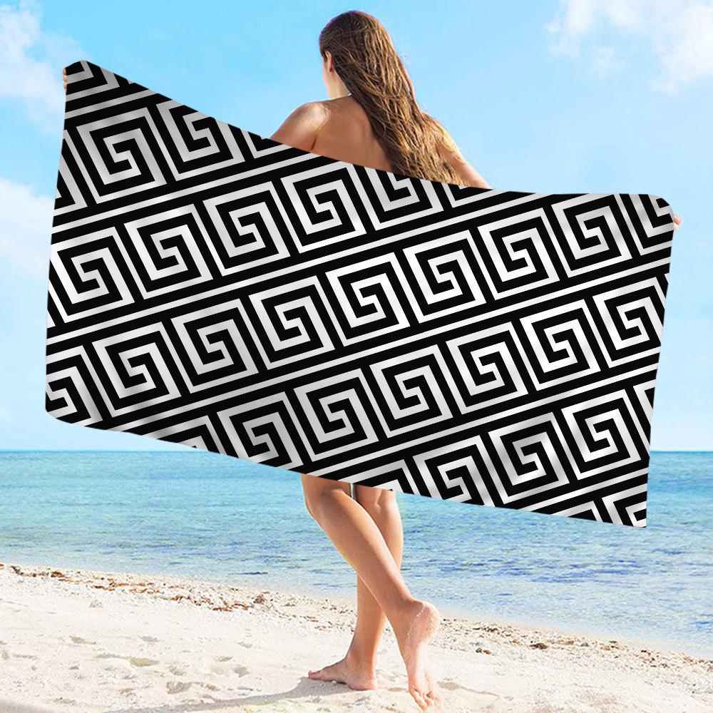 Black and White Pattern Towel Microfiber Beach Towel Absorbent Quick dry Soft Yoga Swimming Resort Mountain Climbing Towel