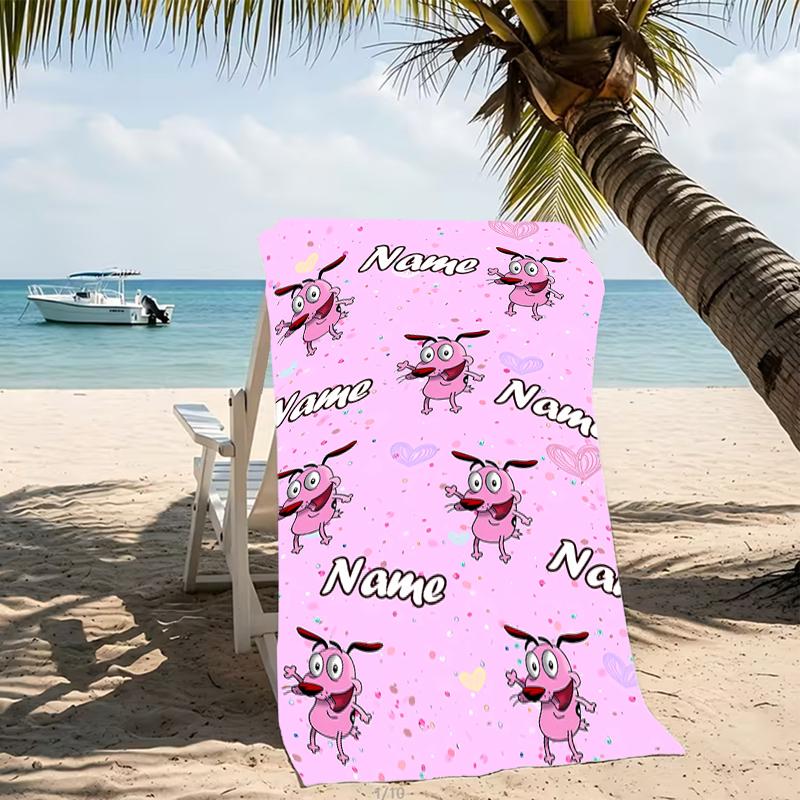 Customizable personalized beach towels Courage the Cowardly Dog themed designs.Suitable for the beach, yoga, sports;ideal as beach accessories