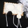Korean Fashion Black & White Camellia Pearl Waist Chain Belt for Women