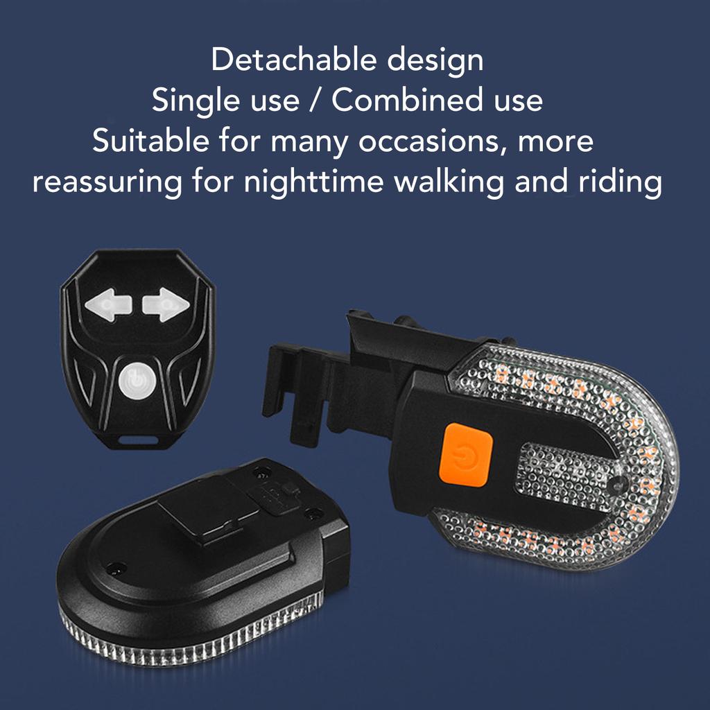 Bike Turn Signals USB Rechargeable IPX4 Water Proof LED Bike Split Back Turn Signals with Wireless Remote Control for Cycling Gear