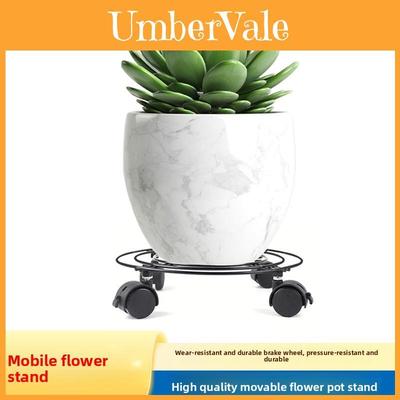 Iron Garden Plant Display Rack With Brake Wheels For Easy Mobility And Sturdy Support