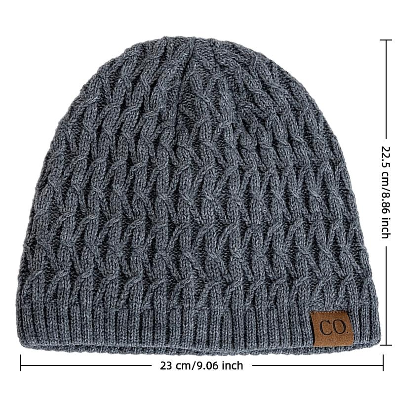 New Style Unisex Winter Hats Plush Fur Lined Men Women Warm Beanie Cap Casual CO Label Winter Ski Knitted Hats