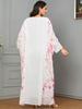 Muslim Women's Embroidered Dubai Robe: Digital Print, Color Block Batwing Sleeve Dress