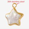 3pcs Real Natural Shell Pendants For Jewelry Making Supplies Geometric Round Cross Star Pearl Charm DIY 304 Stainless Steel Ring