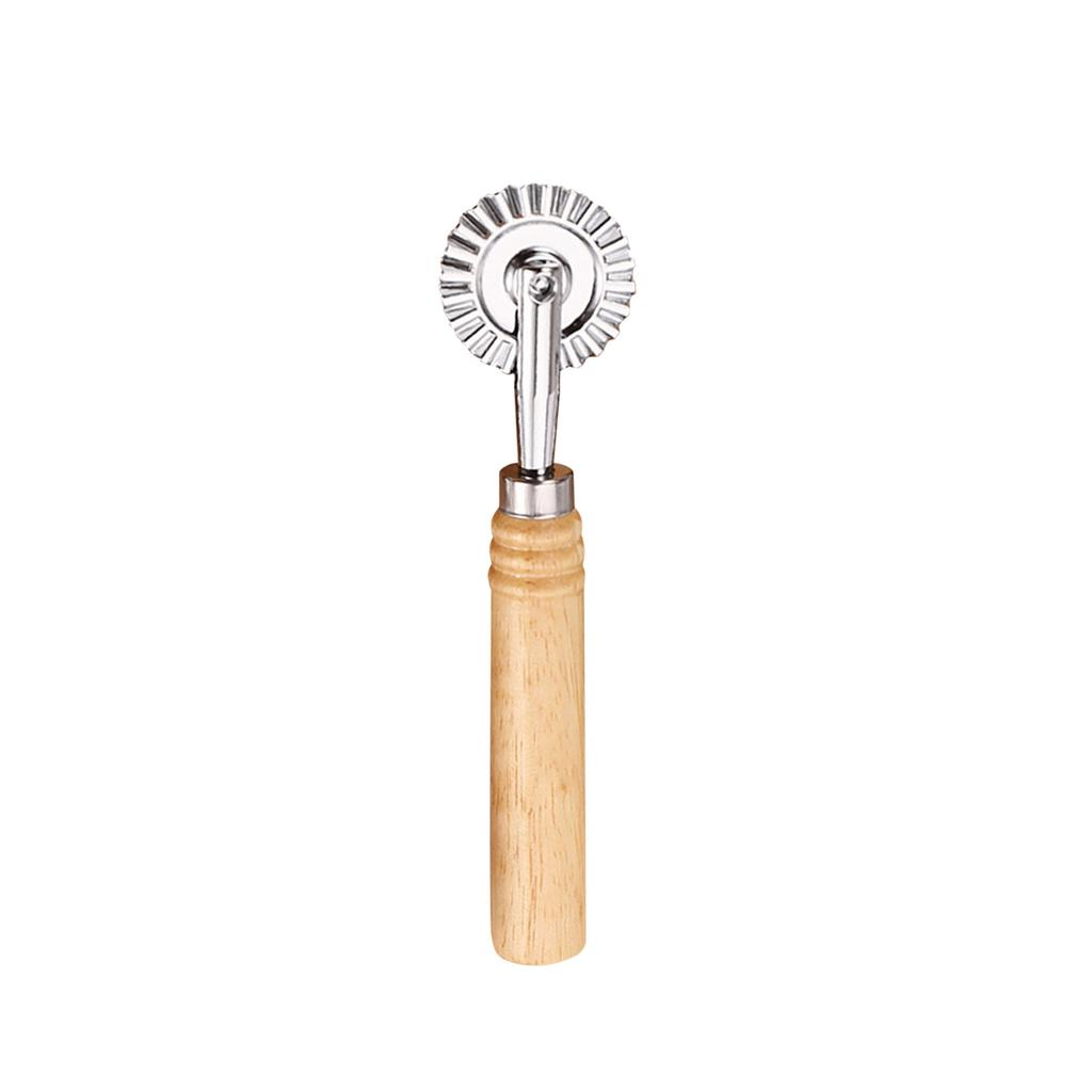 2 Pcs Biscuits Wheel Cutter, Pasta Cutter Wheel, Ravioli Pizza Cutter Wheels With Long Wooden Handle Dumpling Lace Making Noodle Dough Ruffled Edge