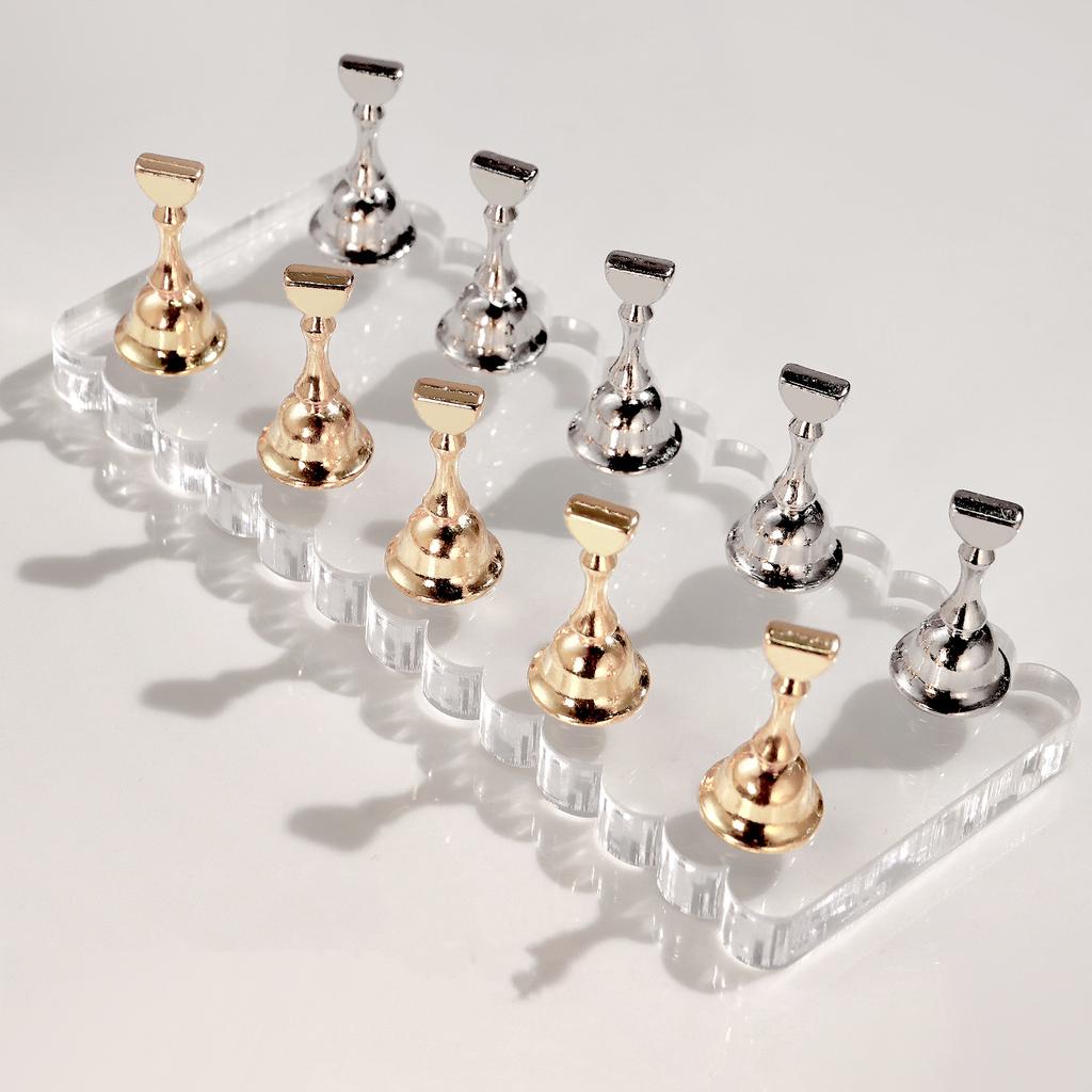 10pcs Clear Nail Stand Magnetic False Nails Holder Press On Nail Display Nail Rack Acrylic Nail Training/Painting Nails Supplies