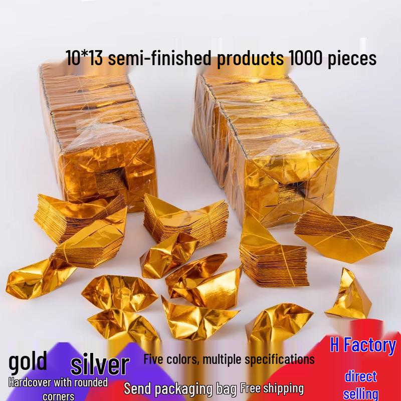 Handmade Origami Gold and Silver Ingot with Thickened Tin Foil, Semi-Finished Paper Craft