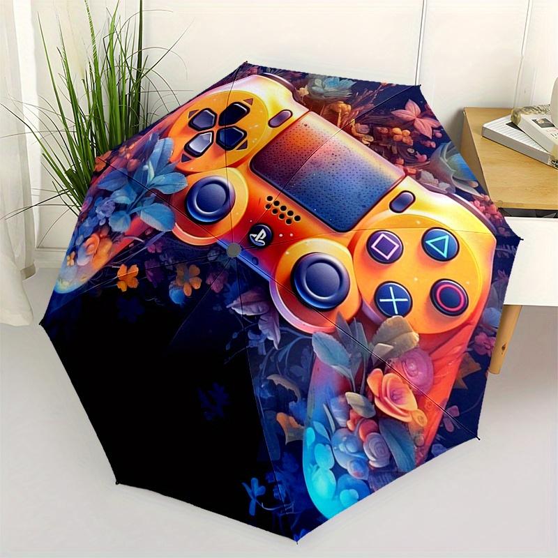 

PlayStation Controller with Floral Design, Gaming Accessory for Console Enthusiasts Umbrella, Cute Umbrella with Cute Design, Portable 3-Fold Compact