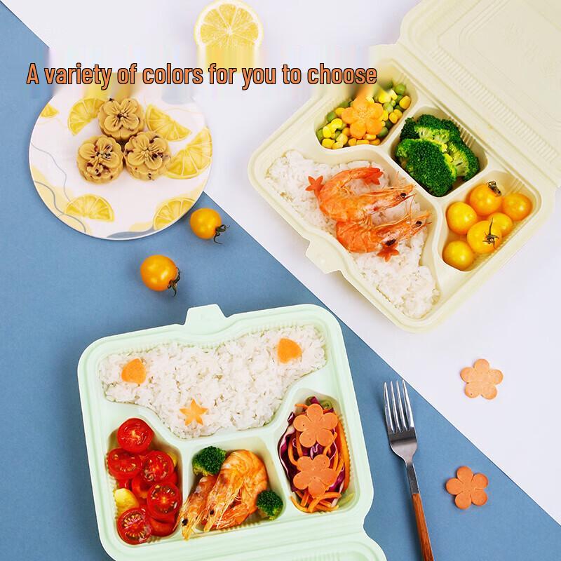SHUANG YU 1000ml Four-Compartment Disposable Lunch Boxes (50 Sets)