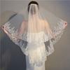 Women 2 Tier Lace Tulle Wedding Veil Exquisite Elegant Shiny Glitter Sequins Bridal Veil with Comb