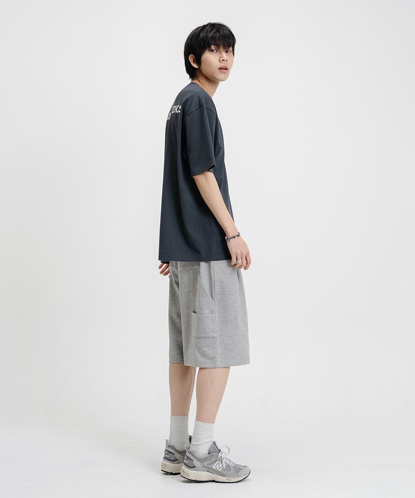 LEMAIN SECOND Back Point Studio Oversized Short Sleeve T-Shirt [Charcoal]