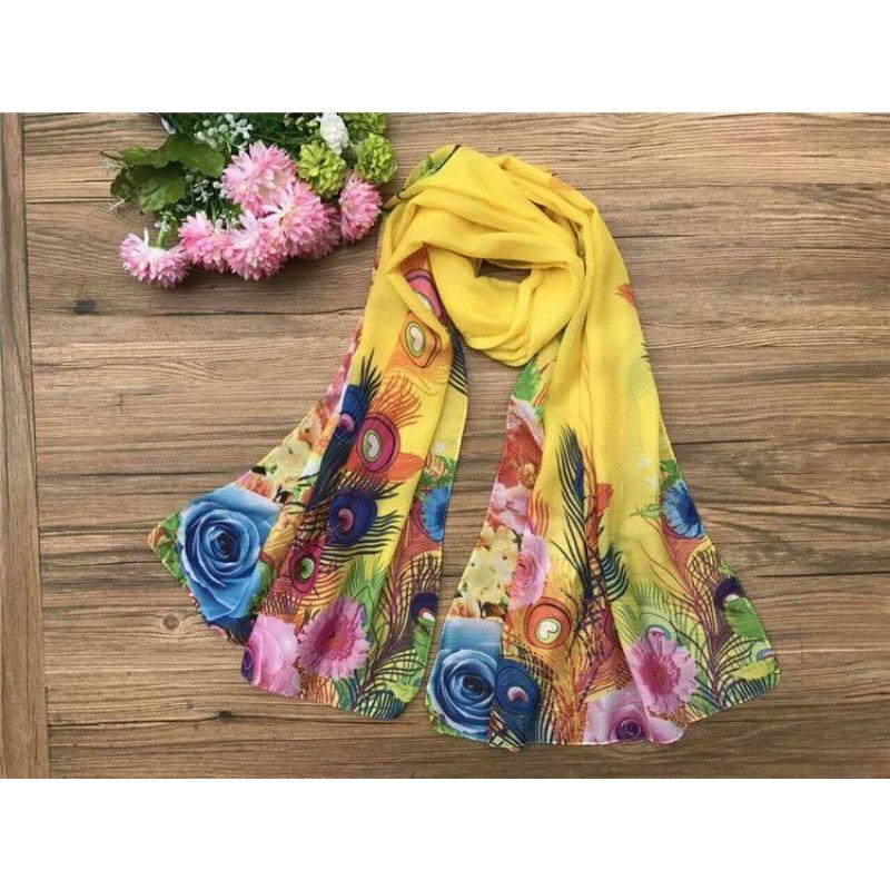 New Blackout Beach Towel Summer Air Conditioning Shawl Chiffon Scarf Temperament Celebrity Women's Gauze Scarf
