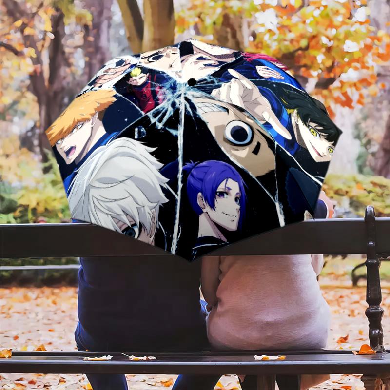 Blue Lock  Pattern, Automatic Folding Umbrella, Portable and Foldable Design, 8 Ribs, a Christmas or Birthday Gift.