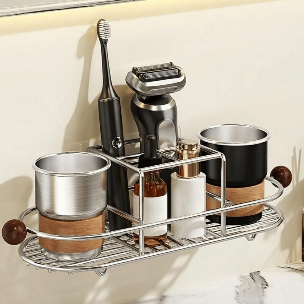 Waterproof Toothbrush Holder Stainless Steel Cutlery Storage Rack for Bathroom