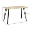 Industrial Design Dining Table Large Top dim. 120L x 60W x 75H cm Black Metal Hairpin Legs MDF Light Oak Look