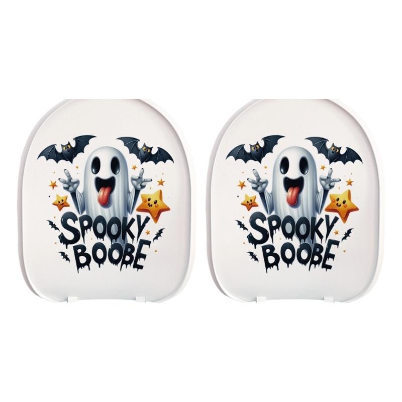 Halloween Ghosty Pumpkin Toilet Cover Stickers Waterproof Pumpkin Ghosty Toilet Lid Decals Halloween Bathroom Decors