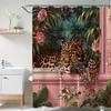 A Tropical Leopard Shower Curtain: Transform Your Bathroom Into a Luxurious Jungle Oasis with This Stunning Design Featuring
