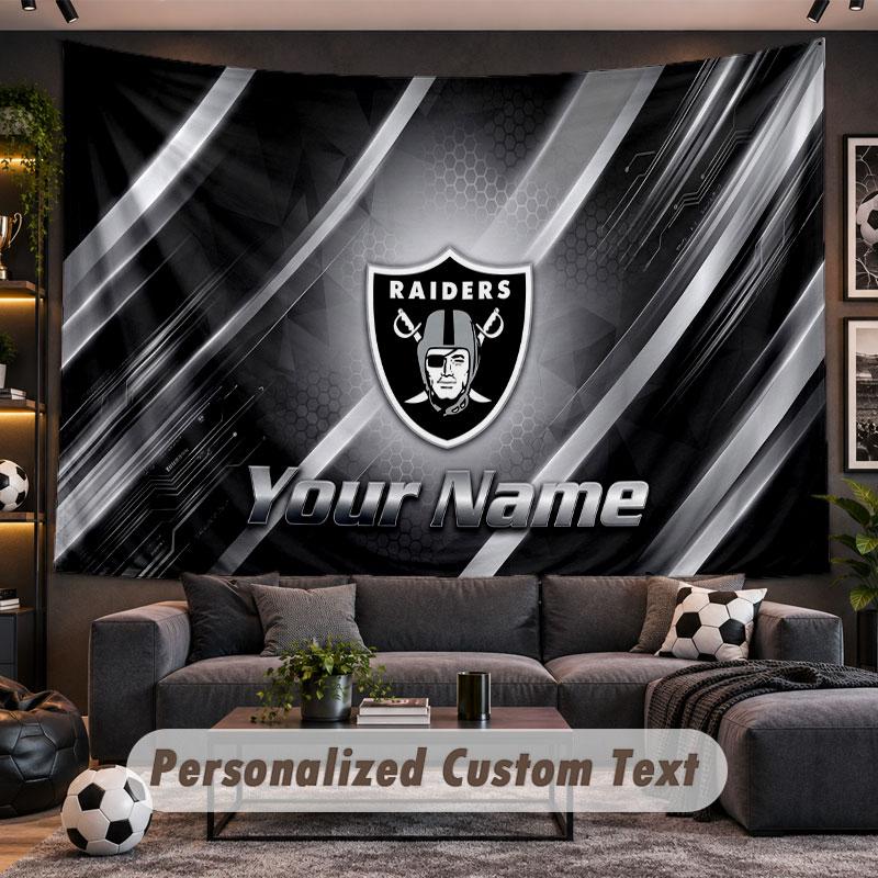 Wall Hanging Tapestry Custom NameLas Vegas Raiders Pattern Personalized Printed Fabric Wall Decor