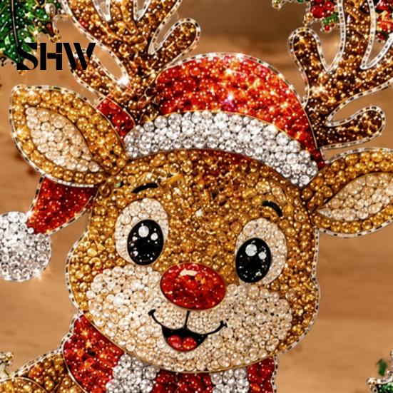 Art And Craft Supplies for Kids Christmas Faux Diamond Ornament, DIY Santa Claus Sun Catcher Kit, Rhinestone Parent Child Interactive Crafts