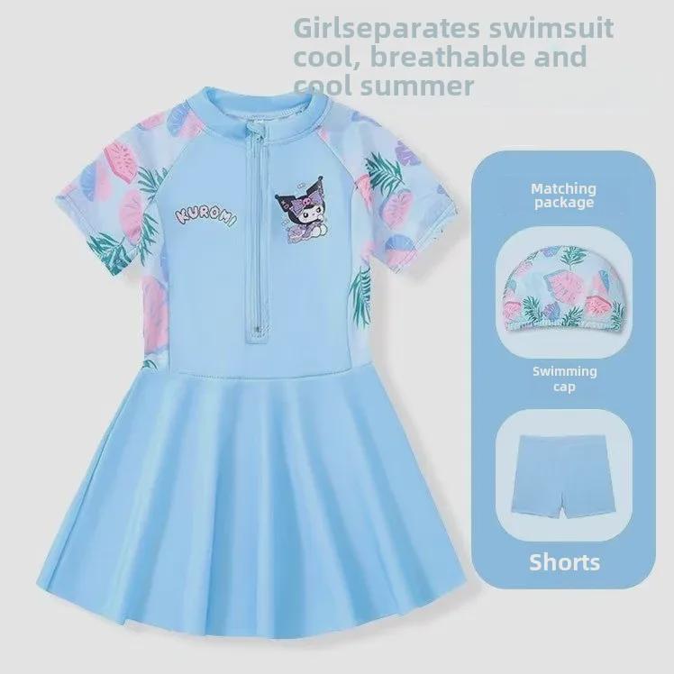 2024 Kulomi Girls' One-Piece Sunscreen Swimsuit for Summer and Hot Springs