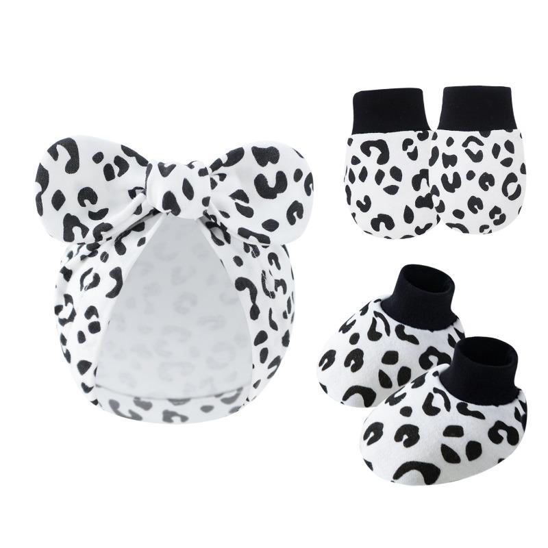 Newborn Baby Bow Hat Baby Anti Scratch Gloves Foot Covers Cotton Baita Cartoon Rabbit Ear Covers