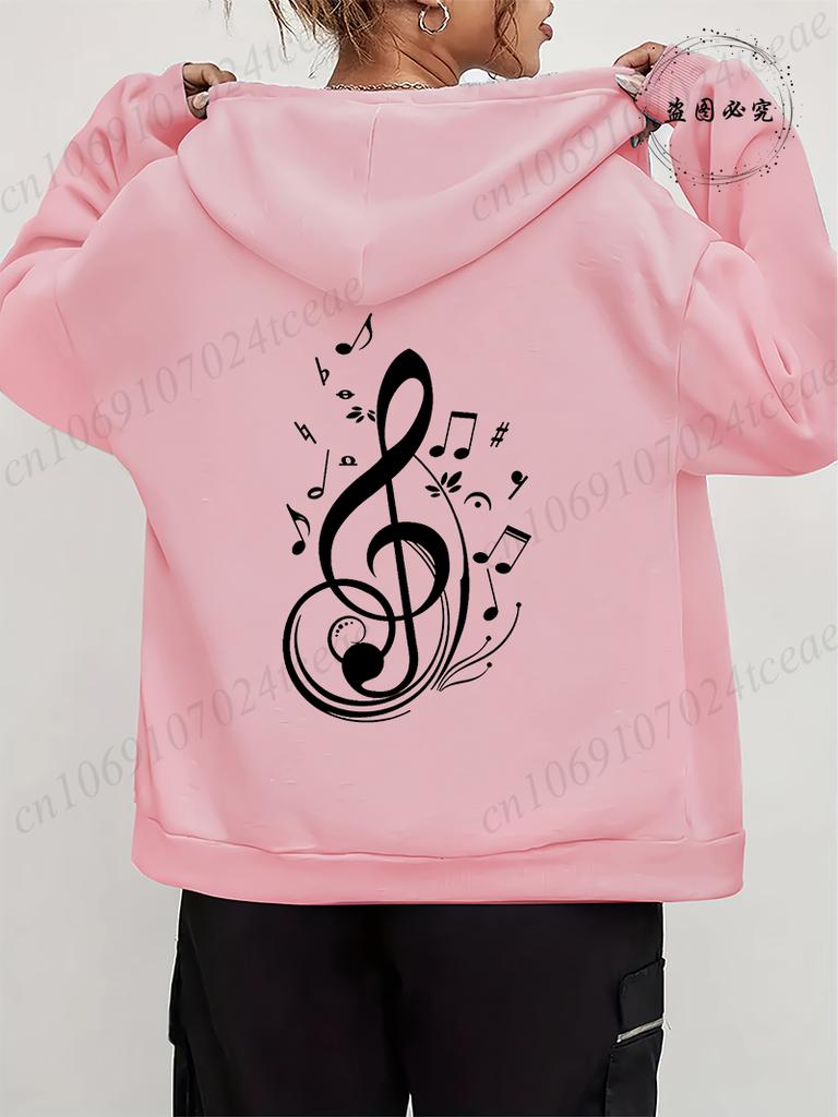 Men Women Fleece Hoodies Jackes Music Note Heartbeat Print Hoodie Zipper Jacket Male Hoodies Sweatshirt Music Zip Coats Clothes