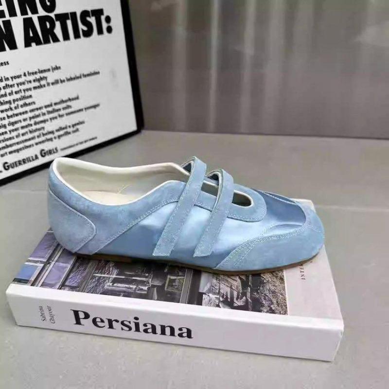 Velcro Splicing Satin New Beautiful Word Belt Casual Shoes Women Mary Jane Shoes Ballet Style