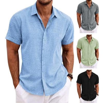 Männer Revers Kurzarm Shirt Tops Einfarbig Knöpfe Knopfleiste Lose Fit Casual Dünne Tops Männliche Kleidung