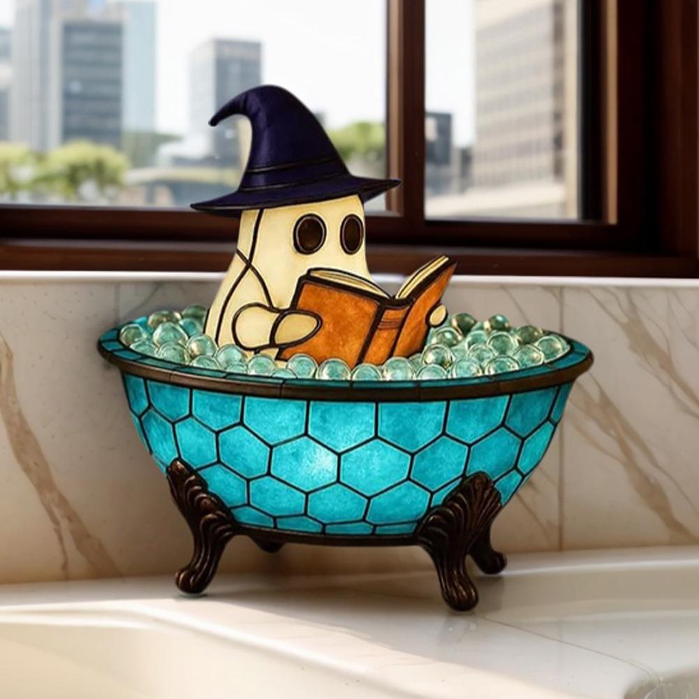 Halloween Ghost Bubble Bath LED Lamp Cute Ghost Night Light for Bathroom Bathtub Decor Color-Changing Mood Light