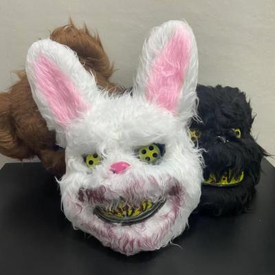 Halloween Horror Cosplay Decorative Prop Mask Bloody Rabbit/Bear Plush Bunny Mask Headgear Halloween Horror Bear Mask