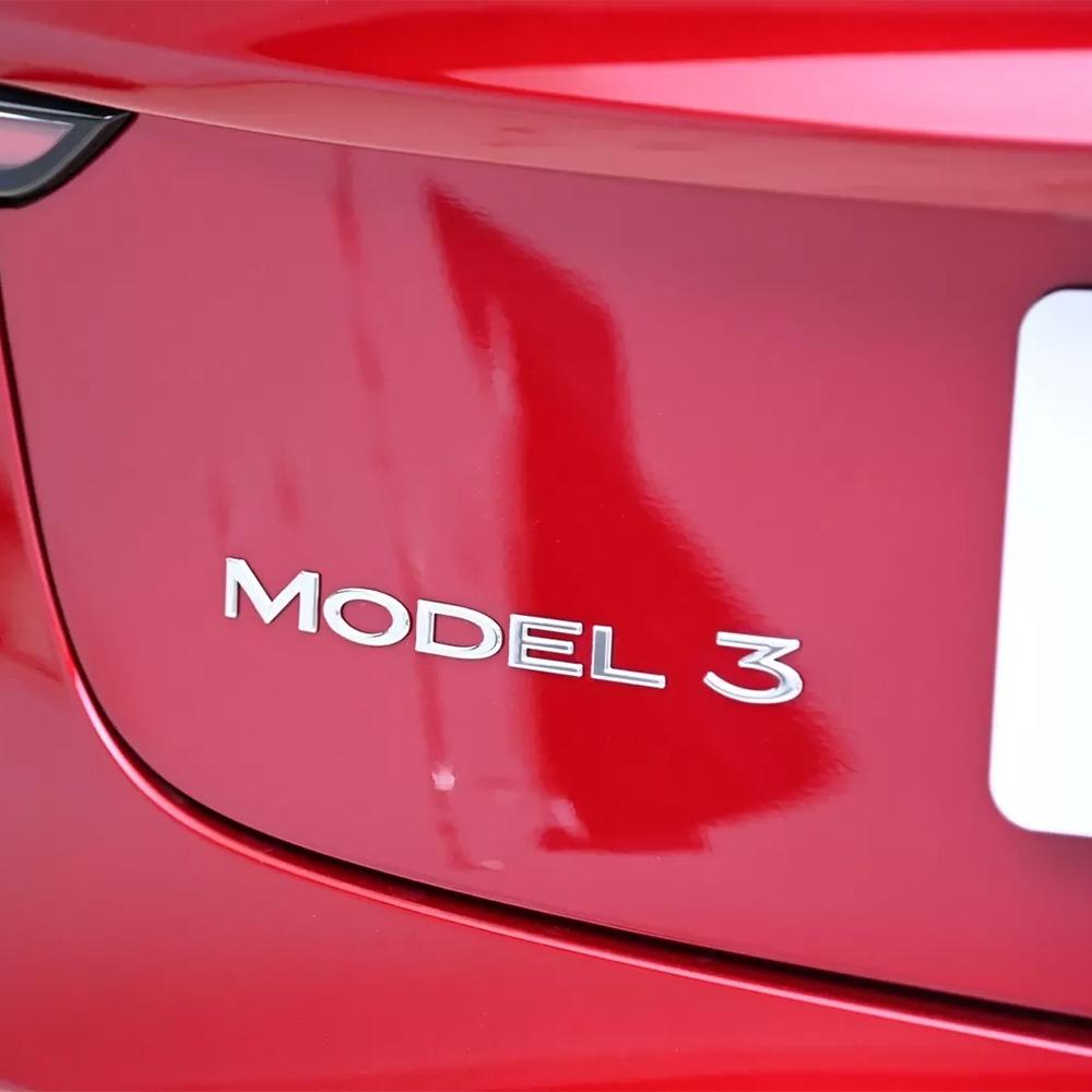 3D ABS Model 3 Letters Logo Car Rear Trunk Badge Sticker Valve Cap For Tesla Model X S Y 3 P100D Roadster SpaceX Car Accessories