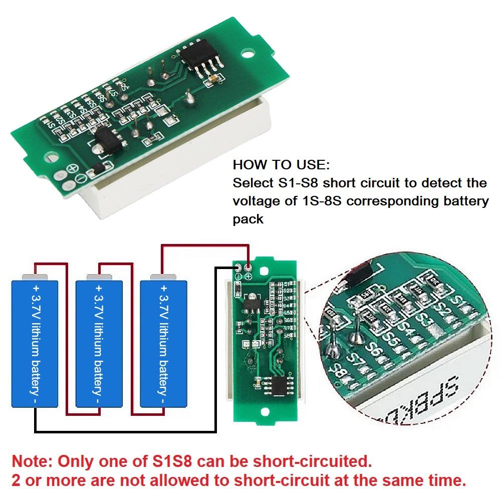 1S 2S 3S 4S 5S 6S 8S Lithium-Batterie Kapazität Ladeanzeige Testermodul 3-34 V Anzeige Elektrischer Batterieleistungstester Li-ion