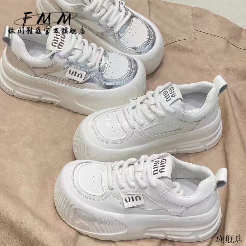 PLOVER Thick-soled Mesh Breathable Little White Shoes 2025 New Versatile Niche Sports Shoes Heightening Casual Board Shoes