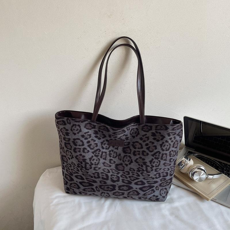 Autumn New Large-capacity Lazy Leopard Print Large Shoulder Bag Wind Relaxation Casual Fashion Bag Women