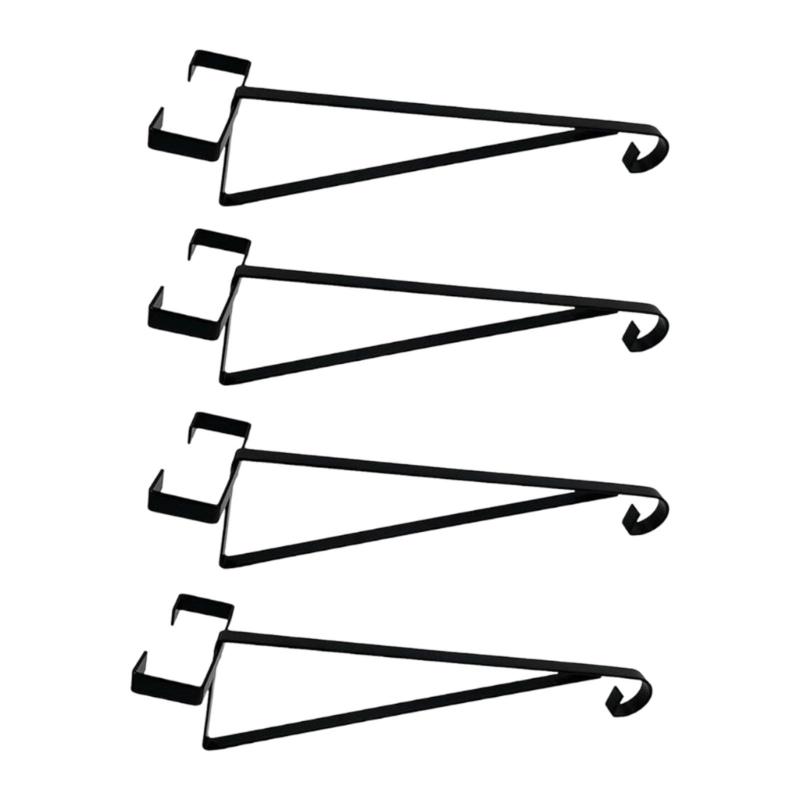 Household Flower Basket Support Arm Set of 4 for Fence Post, Metal Holders for 16 Inch Baskets, Balcony Display with Open Outdoor Spacing