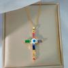 Xiyin Zircon Cross Necklace Women'S Light Luxury Personality Versatile Bright Pendant Collarbone Chain Accessories