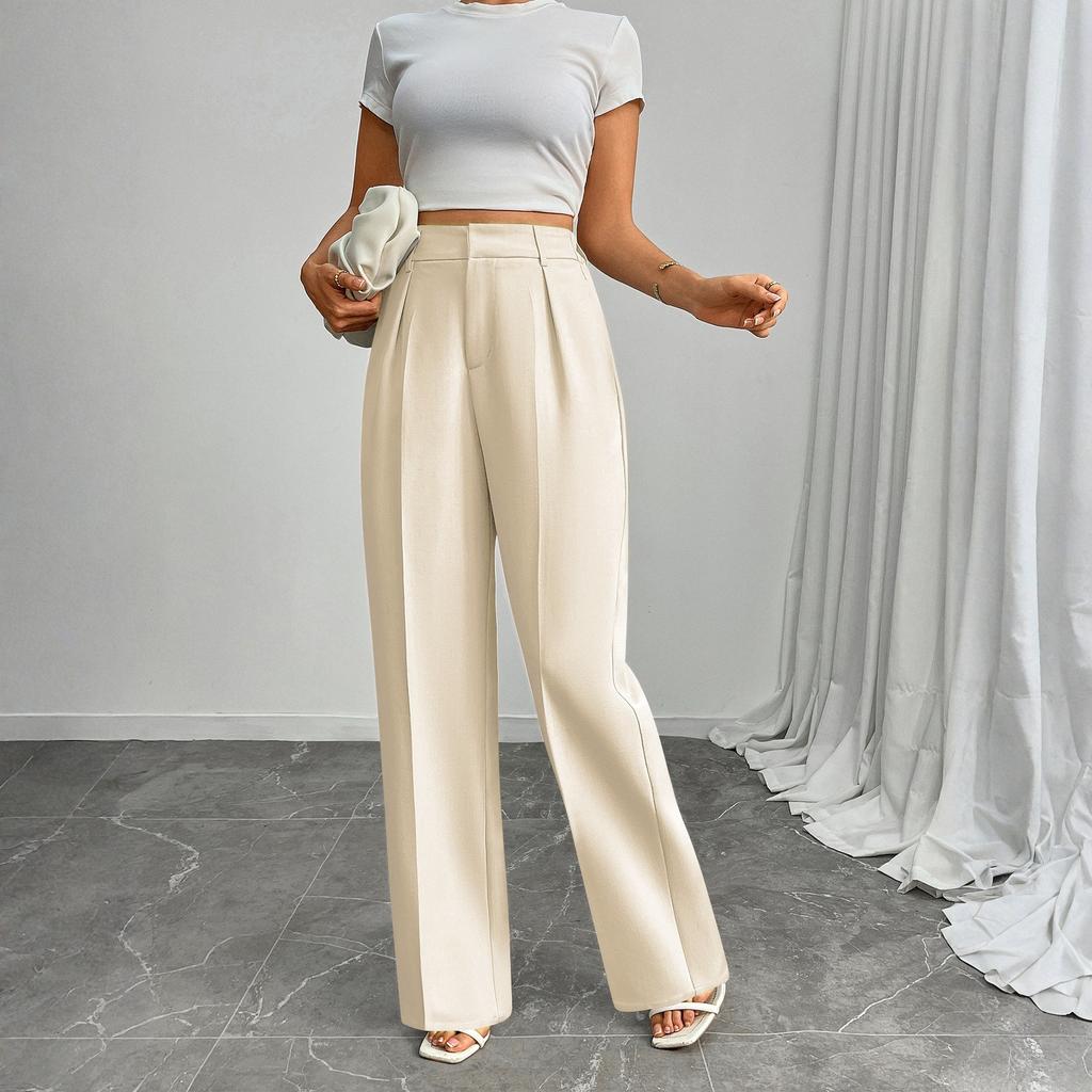 Women's Casual Business High-Waisted Loose Straight Wide-Leg Suit Pants