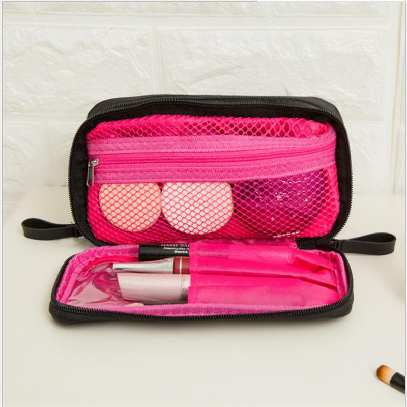 Black Mini Make Up Bag For Female Designer Travel Storage Bag For Daily Doule Zipper Small Cosmetic Bags