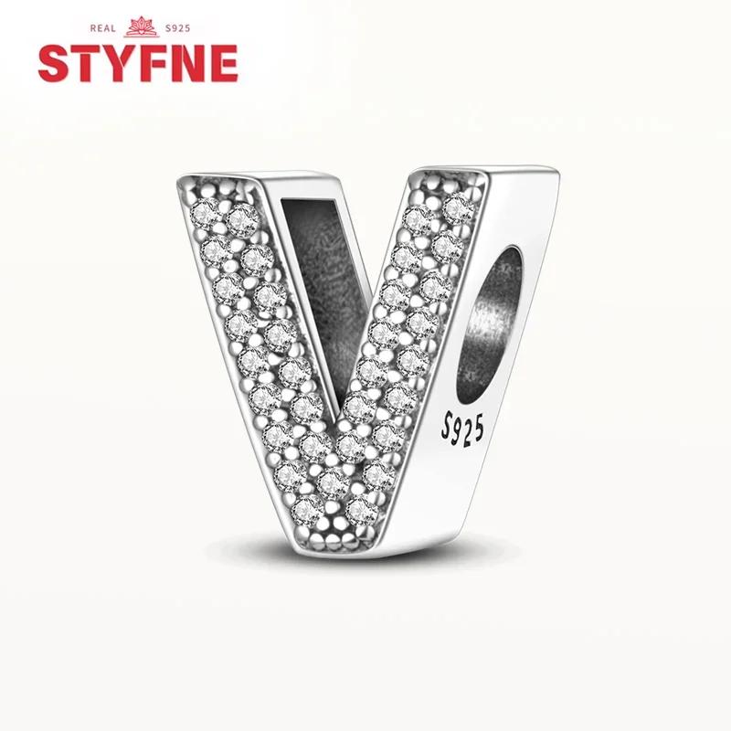 Kupfer 26 Buchstaben Glänzend Zirkon Alphabet Anhänger Perle Passend Original Armband DIY Feiner Schmuck Geschenk Für Frauen Machen
