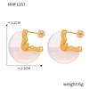 18K Gold-Plated Exaggerated White Resin Fan-Shaped Stud Earrings with European & American Style for Women