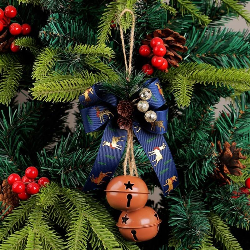 Holiday Bowknot Iron Craft Bells Delicate Iron Crafted Bells with Bowknot for Christmas Tree and Window Decoration